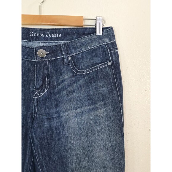 Guess Jeans Low Rise Bootcut Womens Size 30 Big Logo Embroidered Dark Wash Y2K - Picture 3 of 10